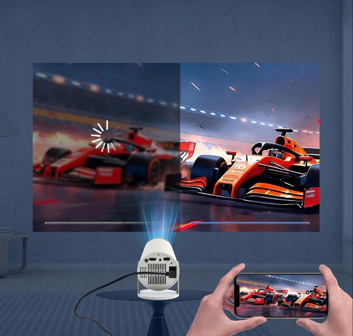 PROJEKTOR RZUTNIK LED ANDROID OBROTOWY 4K TV WIFI GŁOŚNIK BLUETOOTH HD 2025