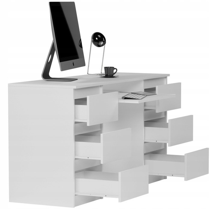 Meble Biurko komputerowe 6sz 135cm BIAŁE N32