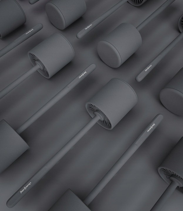 Szczotka do WC toaletowa silikonowa szara do łazienki antybakteryjna