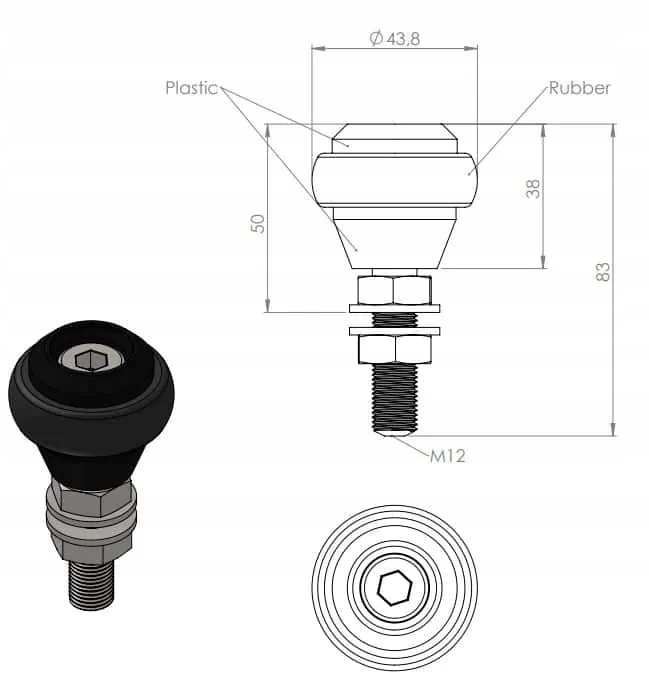 mocowanie górne uchwyt górny bram do profilu 40mm guma RAL 7016