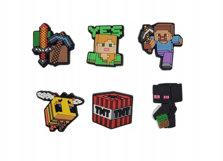 PRZYPINKI PIN ozdoby DO BUTÓW typu CROCS KROKS Minecraft 6szt W1