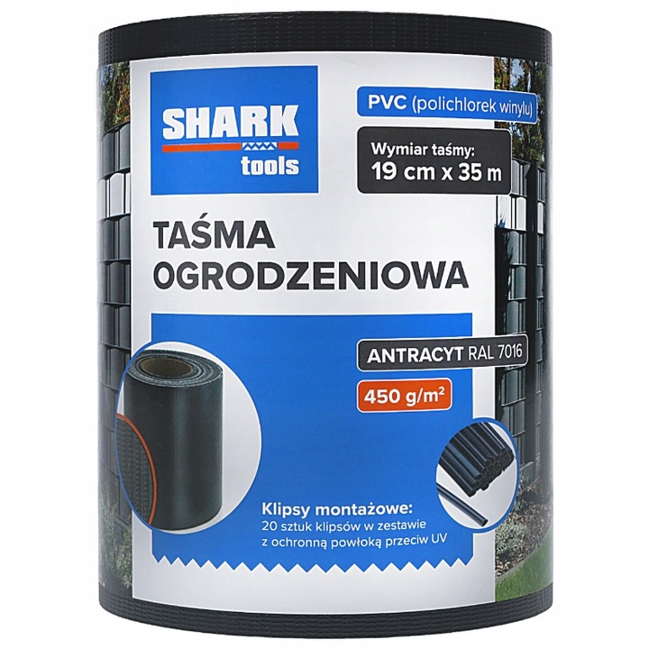 TAŚMA OGRODZENIOWA ANTRACYT GRAFIT 19 cm x 35 m OSŁONA NA PŁOT