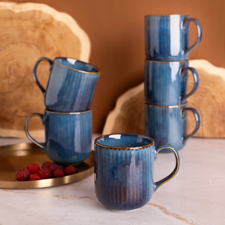 Zestaw KUBKÓW do kawy Kubki Altom Design Reactive Stripes 400 ml 6