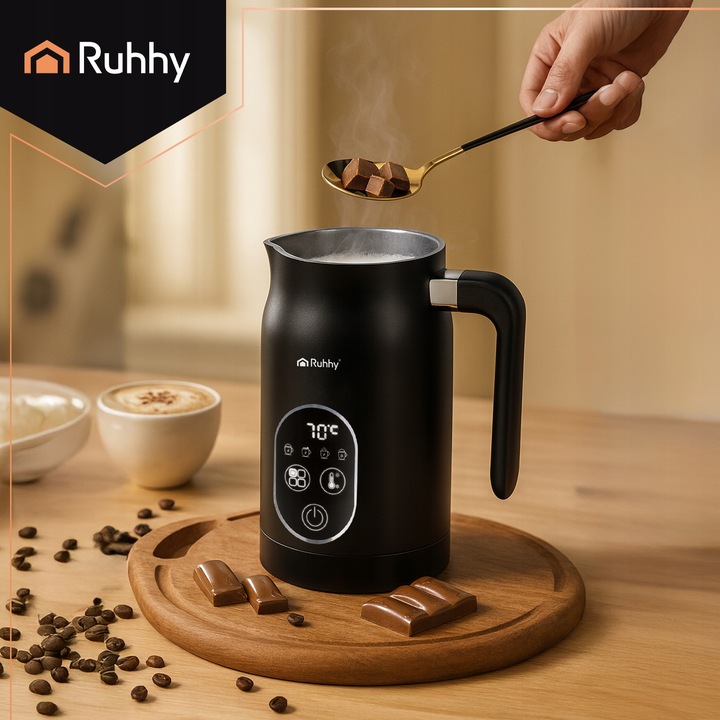 Spieniacz do Mleka Kawy Elektryczny Ruhhy 500W 4w1 Wyświetlacz LED BPA