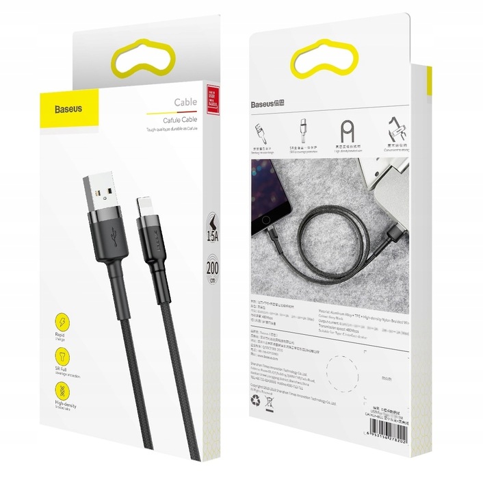 BASEUS Szybki Kabel USB do IPHONE 14 13 12 PRO X XR 8 7 IPAD LIGHTNING 2m