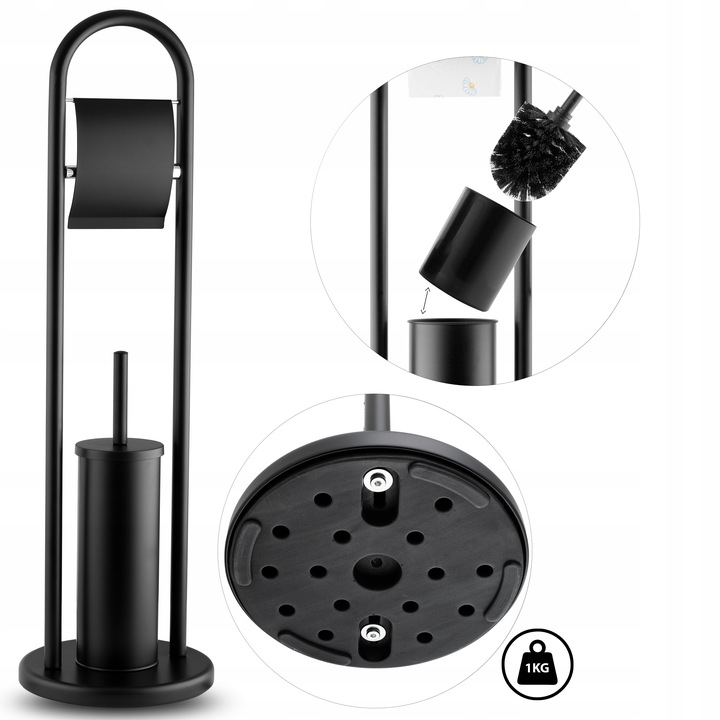 Stojak na papier toaletowy i szczotkę do WC czarny łazienkowy loft uchwyt