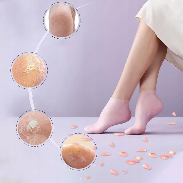 Silikonowe skarpetki na spękane pięty regenerujące pięty do zabiegów 2 par