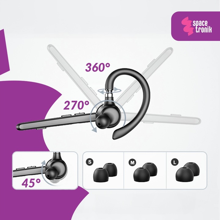 SŁUCHAWKA BLUETOOTH 5.2 QCC3020 BEZPRZEWODOWY ZESTAW SŁUCHAWKOWY 15H ROZMÓW