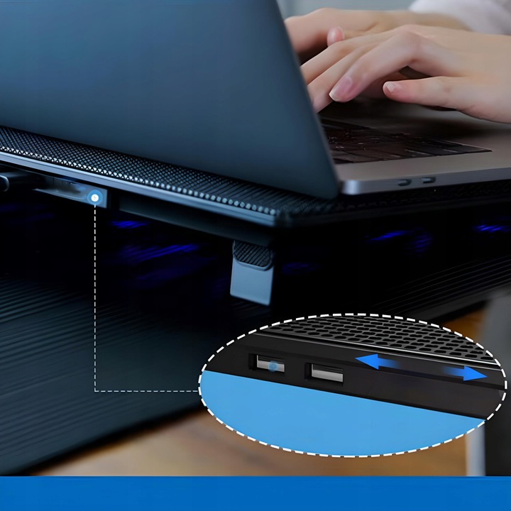 PODSTAWKA PODKŁADKA CHŁODZĄCA POD LAPTOPA NOTEBOOKA PODŚWIETLENIE 12-17''