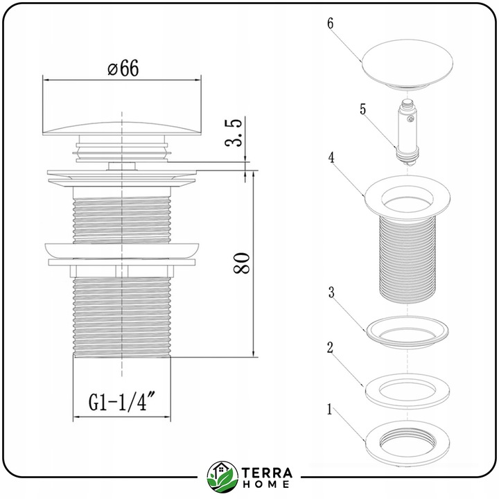 KOREK UMYWALKOWY KLIK-KLAK AUTOMAT BEZ PRZELEWU MOSIĘŻNY CZARNY SATYNOWY