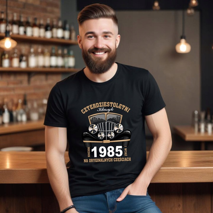 Koszulka na 40 Urodziny Prezent Auto Klasyk na Oryginalnych Częściach L