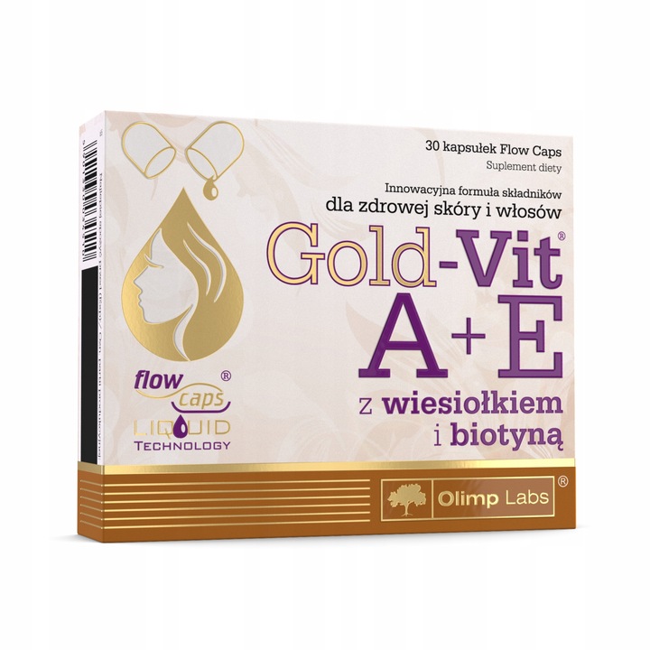 OLIMP GOLD-VIT A+E 30kaps BIOTYNA WITAMINA A+E OLEJ Z WIESIOŁKA SKÓRA WŁOSY