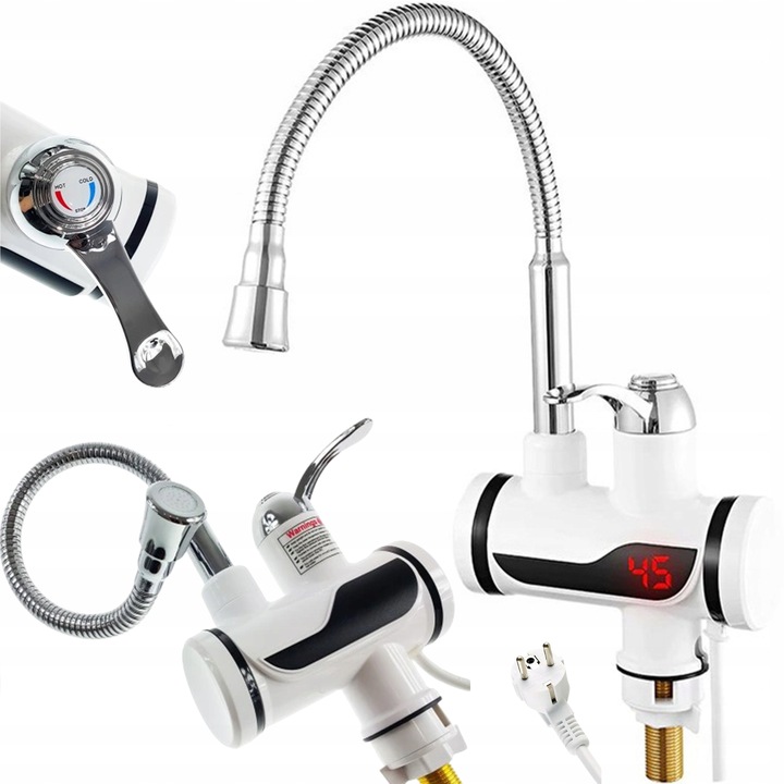 KRAN PODGRZEWACZ WODY 3000 W ELEKTRYCZNY PRZEPŁYWOWY Z WYŚWIETLACZEM