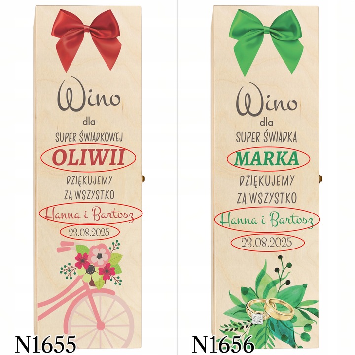 SKRZYNKI WINO PODZIĘKOWANIA DLA ŚWIADKA ŚWIADKOWEJ