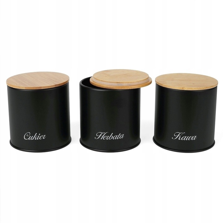 Zestaw CHLEBAK BAMBUSOWY + 3x Puszka KAWA HERBATA CZARNY Konighoffer Cosmic