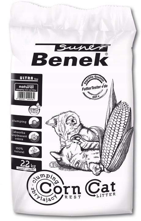 Super Benek Corn Cat Ultra Naturalny 35L 22kg Drobnoziarnisty Corn Compact
