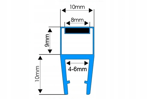 2M USZCZELKA MAGNETYCZNA DO KABINY PRYSZNICOWEJ DO DRZWI Z MAGNESEM 4-6MM