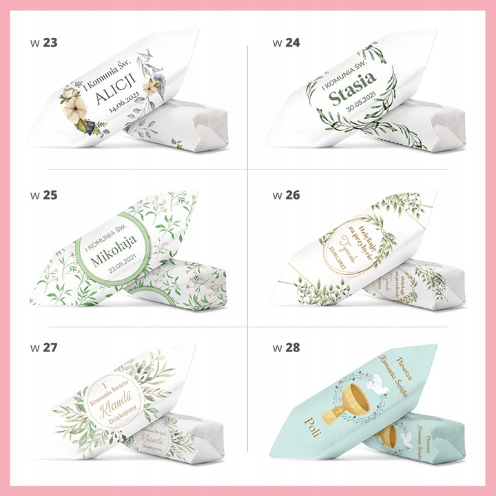 KRÓWKI NA ŚLUB CHRZEST KOMUNIĘ 1 KG Personalizowane krówki prezentowe