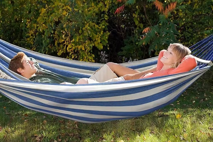 HAMAK 2 OSOBOWY Z PAŁĄKAMI 260x150 XXL MOCNY + linki + POKROWIEC