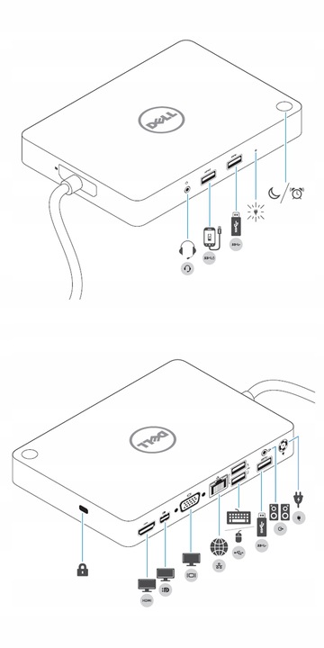 UNIWERSALNA STACJA DOKUJĄCA DELL WD15 K17A HDMI DP VGA USB RJ-45 | USB-C