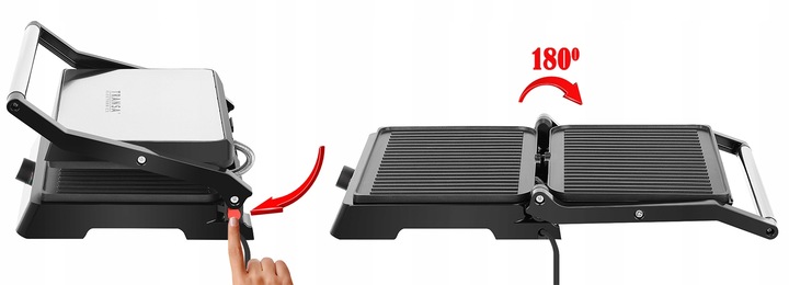 Grill elektryczny opiekacz rozkładany REGULACJA TEMPERATURY DUŻA MOC