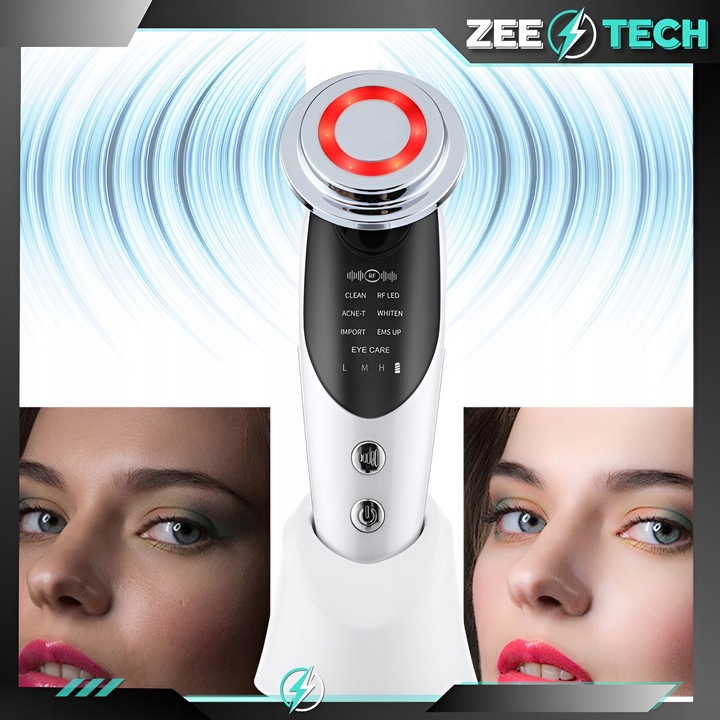 MEZOTERAPIA BEZIGŁOWA 7w1 MASAŻER DO TWARZY ELEKTRYCZNY EMS LIFTING LED