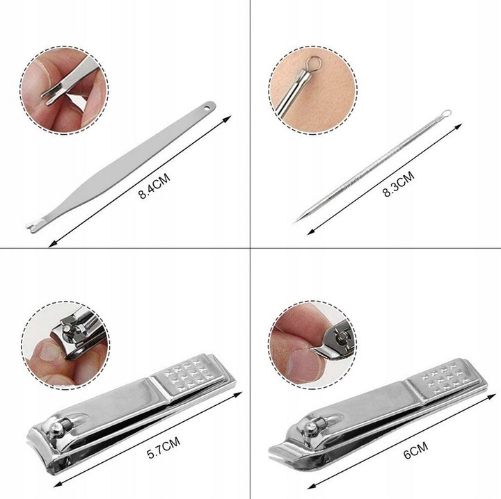 ZESTAW DO MANICURE PEDICURE DO PAZNOKCI 20EL ETUI