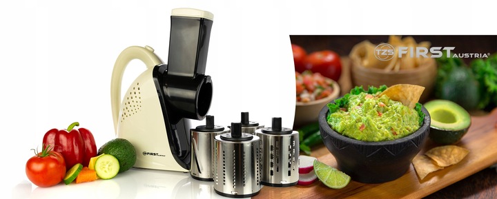 Szatkownica elektryczna do warzyw tarka 4 KOŃCÓWKI =First Austria=