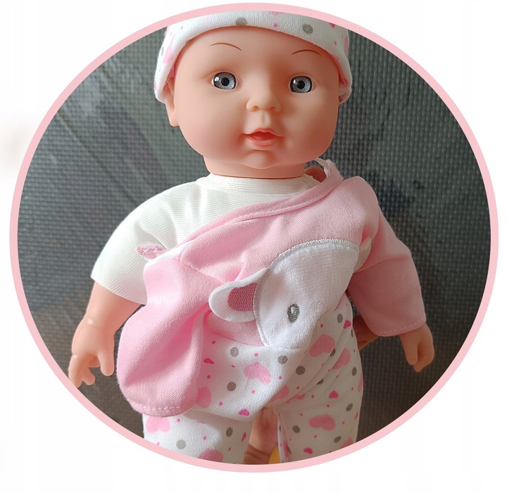 Lalka bobas jak żywa duża miękka interaktywna mówi ubranka pudełko prezent