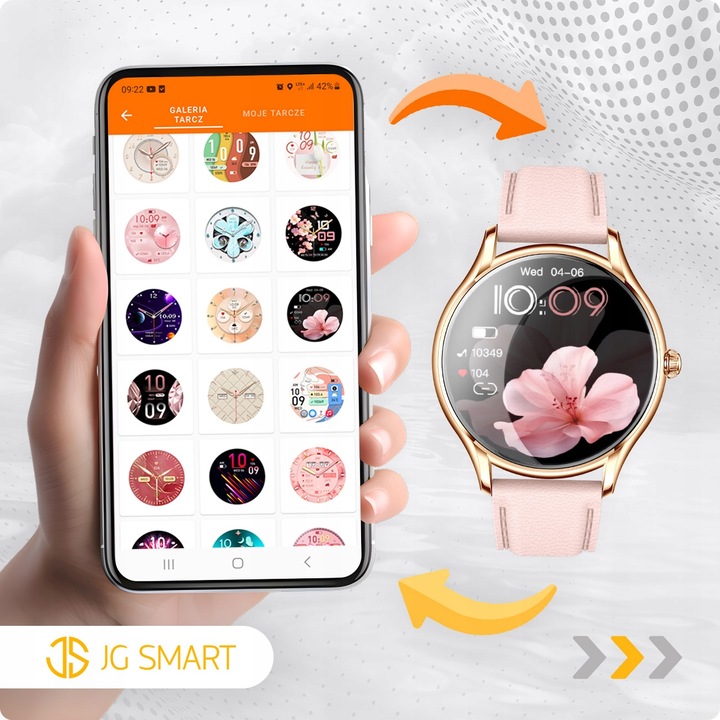 SMARTWATCH DAMSKI ZEGAREK PL MENU POWIADOMIENIA ROZMOWY SMART WATCH 4 PASKI