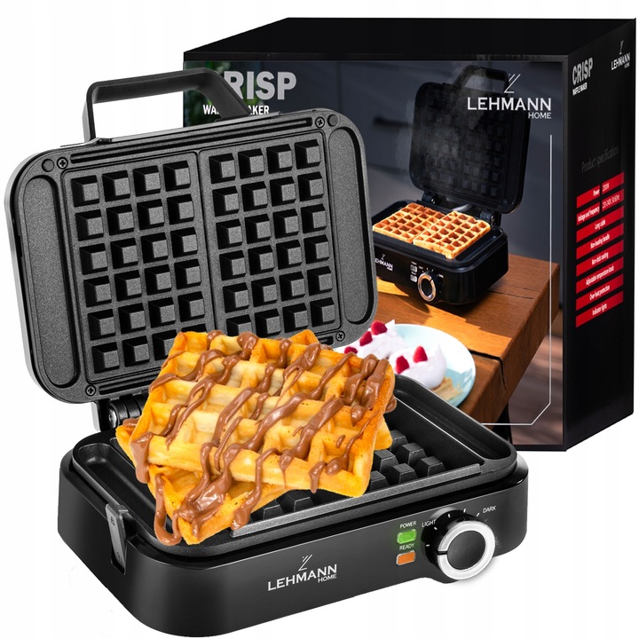 GOFROWNICA 2 DUŻE CHRUPIĄCE GOFRY MOCNA 2000W NIEPRZYWIERAJĄCA POWŁOKA