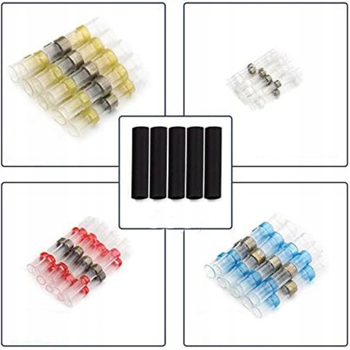 SZYBKOZŁĄCZKA KONEKTOR KABLI Z CYNĄ ZESTAW 100SZT + KOSZULKI