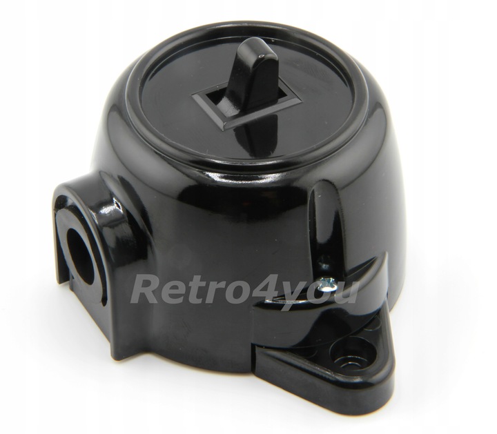 Włącznik czarny retro loft PRL