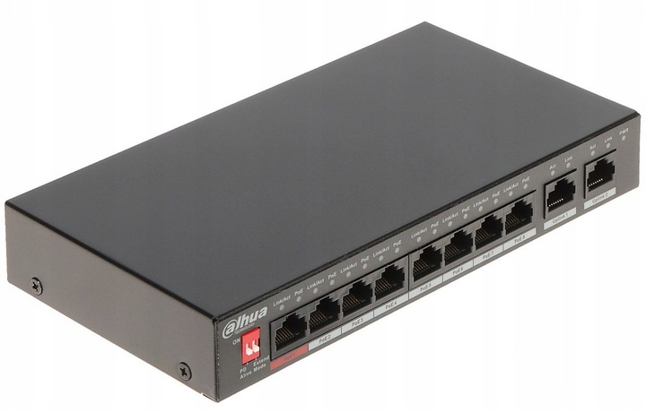 Switch PoE Dahua 8-portowy (Switch PoE 8+2, 1xHiPoE, Uplink 1000Mbps, 96W)
