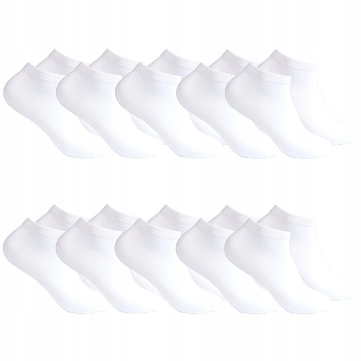SKARPETKI STOPKI BAWEŁNIANE DAMSKIE białe WYGODNE GŁADKIE 10-PAR REHE 35-39