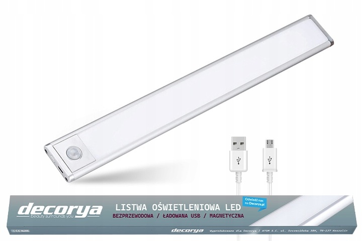 BEZPRZWODOWA LISTWA LED MAGNETYCZNA USB LAMPKA Z CZUJNIKIEM RUCHU ZMIERZCHU