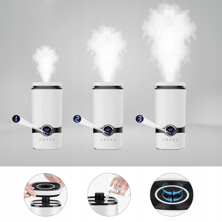 Nawilżacz powietrza AUTOMATYCZNY + AROMATERAPIA 3w1 + 3 OLEJKI FILTR PILOT