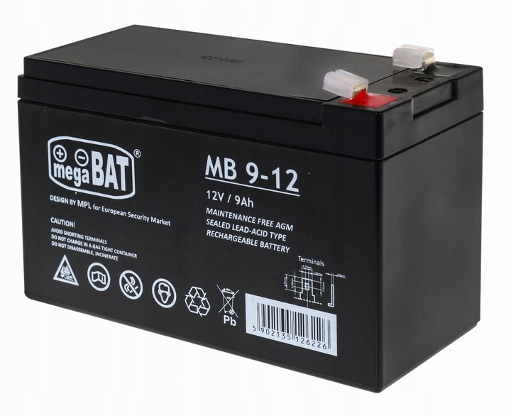 Akumulator AGM BEZOBSŁUGOWY 12V 9Ah (wymiar 7,2Ah) ALARM UPS
