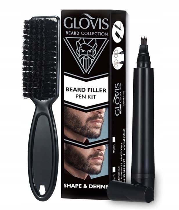 GLOVIS FILLER Zestaw do Wypełniania Zarostu Brody Marker Pisak +