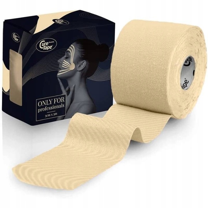 Taśma tape tejpy do kinesiotapingu CureTape 5cmx5m beżowy do twarzy