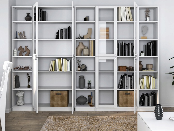 WITRYNA REGAŁ W40 PAFOS SZAFKA NA KSIĄŻKI BIAŁY DO SALONU, BIURA,