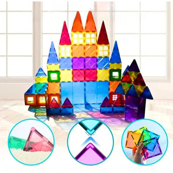 KLOCKI MAGNETYCZNE DUŻE PANELE EDUKACYJNE KONSTRUKCYJNE ZESTAW KARUZELA