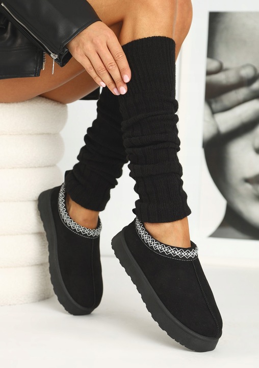 Ocieplacze na Nogi Getry Damskie na Łydki Ciepłe Czarny Cerber ONE