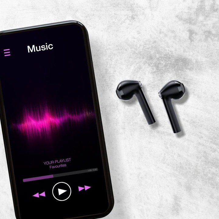 Słuchawki bezprzewodowe douszne Manta RYTMO X czarne TWS mikrofon 59ms