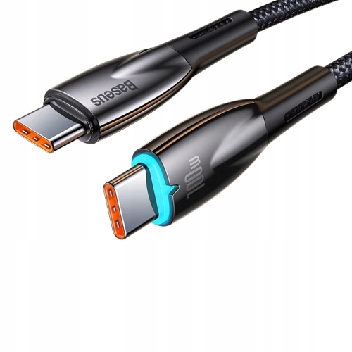 BASEUS kabel Typ C do Typ C PD 100W Glimmer 2m 200cm black wytrzymały oplot