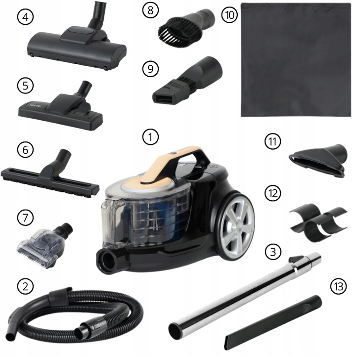 Odkurzacz bezworkowy cyklonowy DOMOWY HEPA CICHY MOCNY 15w1 LOVIO