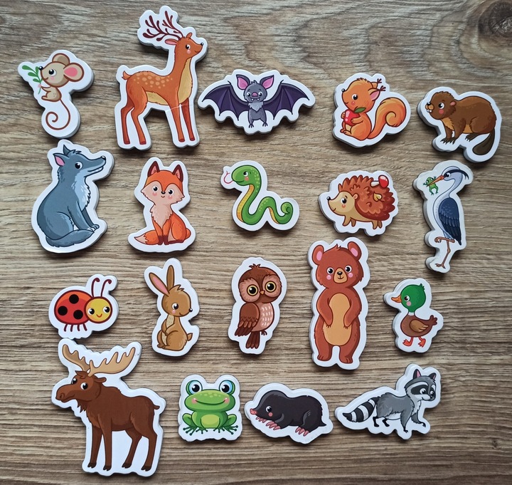 MAGNESY NA LODÓWKĘ DLA DZIECI ZESTAW EDUKACYJNY ZWIERZĘTA PREZENT 30