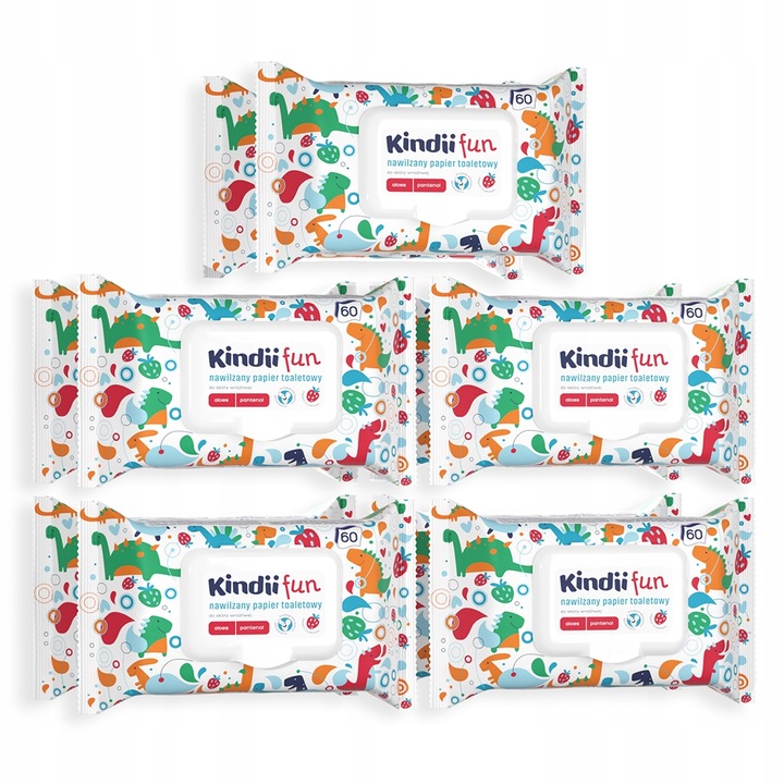 10x Papier nawilżany Kindii fun 60 szt.