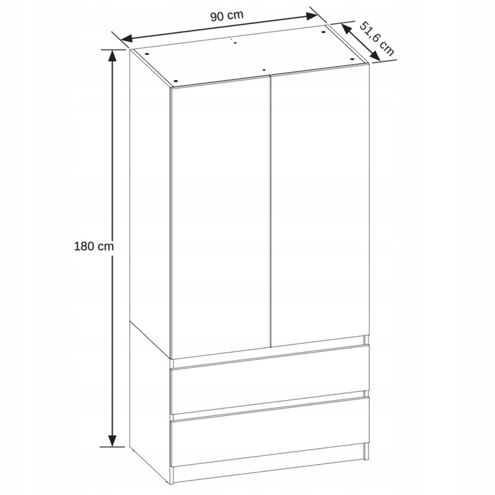 SZAFA ANTRACYT DĄB WOTAN GARDEROBA DUŻA NA UBRANIA OTWIERANA SZUFLADY