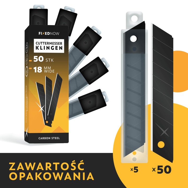50 x Ostrza Segmentowe łamane do Nożyków Do Tapet 18mm ze Stali
